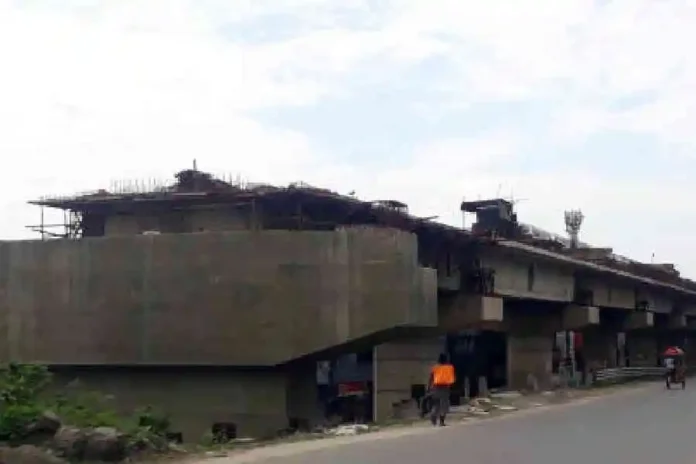 The under-construction Burdwan Road flyover in Siliguri. Picture by Passang Yolmo/The Telegraph