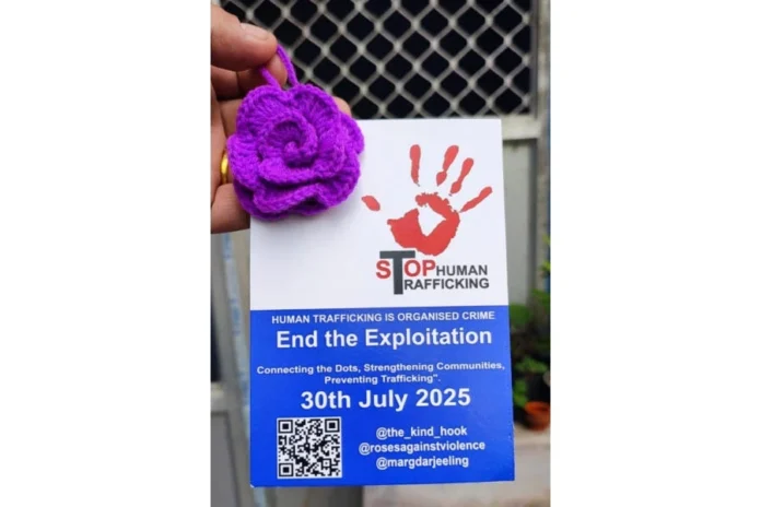 A handcrafted purple rose to raise awareness of human trafficking in Darjeeling/The Telegraph