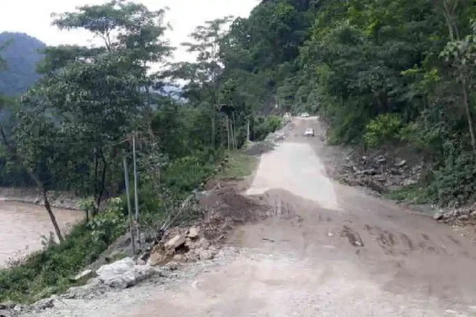 A stretch of NH10 damaged in a landslide. File picture/The Telegraph