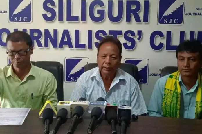 KPP leaders address the press conference in Siliguri on Tuesday. Picture by Passang Yolmo/The Telegraph