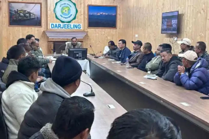 The meeting convened virtually from Darjeeling on Thursday to resolve the dispute between transporters in the hills and the plains. 11 December 2025/The Telegraph