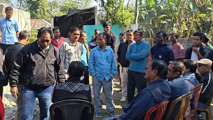 Villagers gather in Phulati Para of Rajganj after a wild boar attack killed a tea garden worker and injured two others, sparking fear and concern among residents. Friday, 09 January 2026.