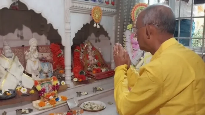 Mayor Gautam Deb offers prayers during Ram Navami puja at his residence in Siliguri, marking the festival with devotion and a message of communal harmony. Friday, 27 March 2026.