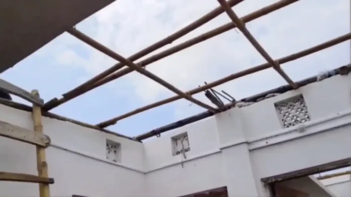 Tin roof blown apart after a powerful storm hit Phansidewa, leaving homes damaged and families exposed to the elements. Saturday, 28 March 2026.