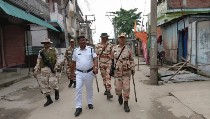 Heavy police and central force deployment in Siliguri’s Tulsi Nagar area after a clash between two groups triggered tension on Sunday, 24 May 2026.